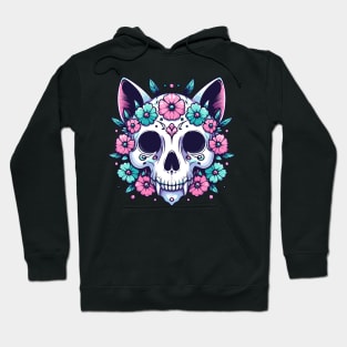 Pastel Goth Cat Skull Hoodie